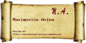 Maximovics Anina névjegykártya